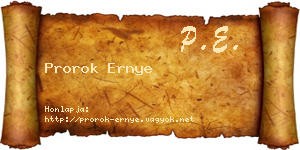 Prorok Ernye névjegykártya